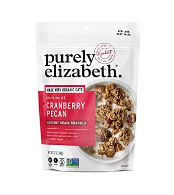 Purely Elizabeth Ancient Grain Granola, Certified Gluten-free, Vegan &amp; Non-GMO | Coconut Sugar | Delicious Healthy Snack | Cranberry Pecan | 12oz