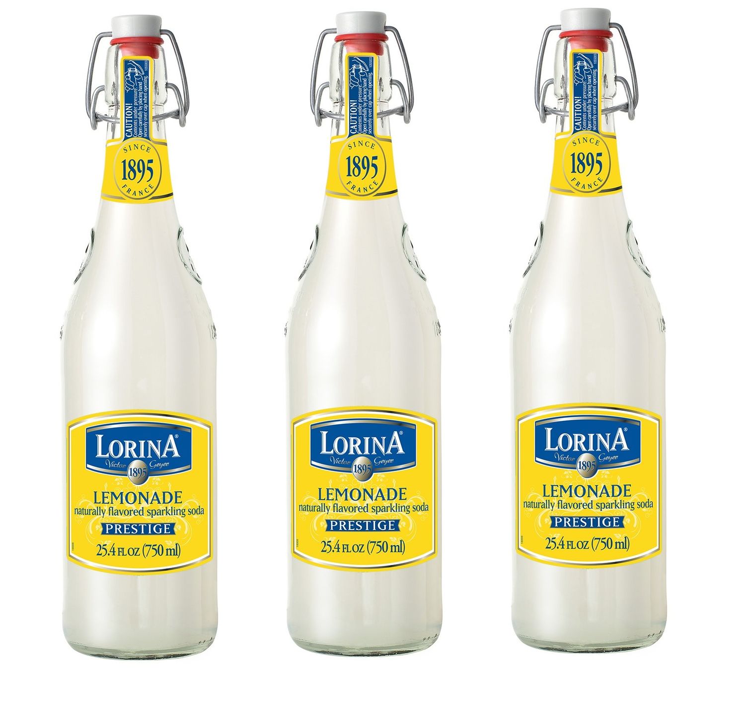 Lorina Sparkling Fresh Lemonade, Prestige Collection (25.4oz, 3-Pack) Naturally Flavored Carbonated Soda Water, Artisan Crafted, Gluten-Free Beverage - No Artificial Colors or Flavors
