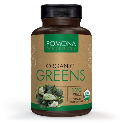 Pomona Wellness Super Greens Supplement, Full Of Superfood Vitamins &amp; Minerals, Fruits &amp; Vegetable, Greens Powder for Bloating and Digestion, Gut Health, USDA Organic, Non-GMO, 120 Tablets