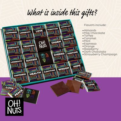 Chocolate Gift Basket Wishes Gift Set - 20pcs | Gourmet Belgium Chocolates Blessings Assorted Flavors Holiday Gift for Birthday, Anniversary, Corporate Gift, Men & Women by Oh Nuts