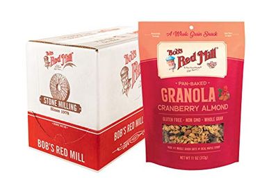 Bobs Red Mill Cranberry Almond Homestyle Granola, 11 Ounce Bag (Pack of 6), Certified Gluten Free, Non-GMO, Whole Grain