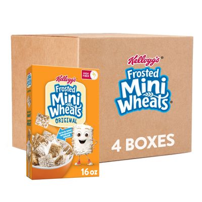 Kellogg&#39;s Frosted Mini-Wheats Breakfast Cereal, Kids Cereal, Family Breakfast, Original (4 Boxes)