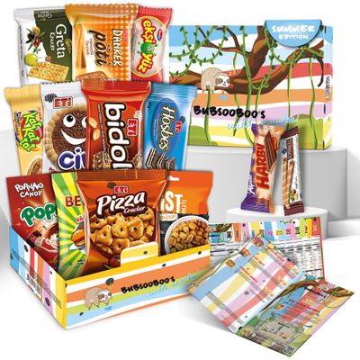 Midi Snack Box | Extraordinary Present for Special Moments | Multipack Hamper Gift of Sweet Candy | American Alike Old Fashioned Retro Turkish Treats | Paradise Jungle Themed Box | 11 Full-Size Snacks