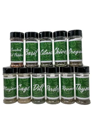 Premium | Herb Collection | All Natural | 11 Count | Thyme | Basil | Red Pepper | Cilantro | Marjoram | Oregano | Chives | Rosemary | Sage | Parsley | Dill | Large 5.5 Fl. Oz. Shakers