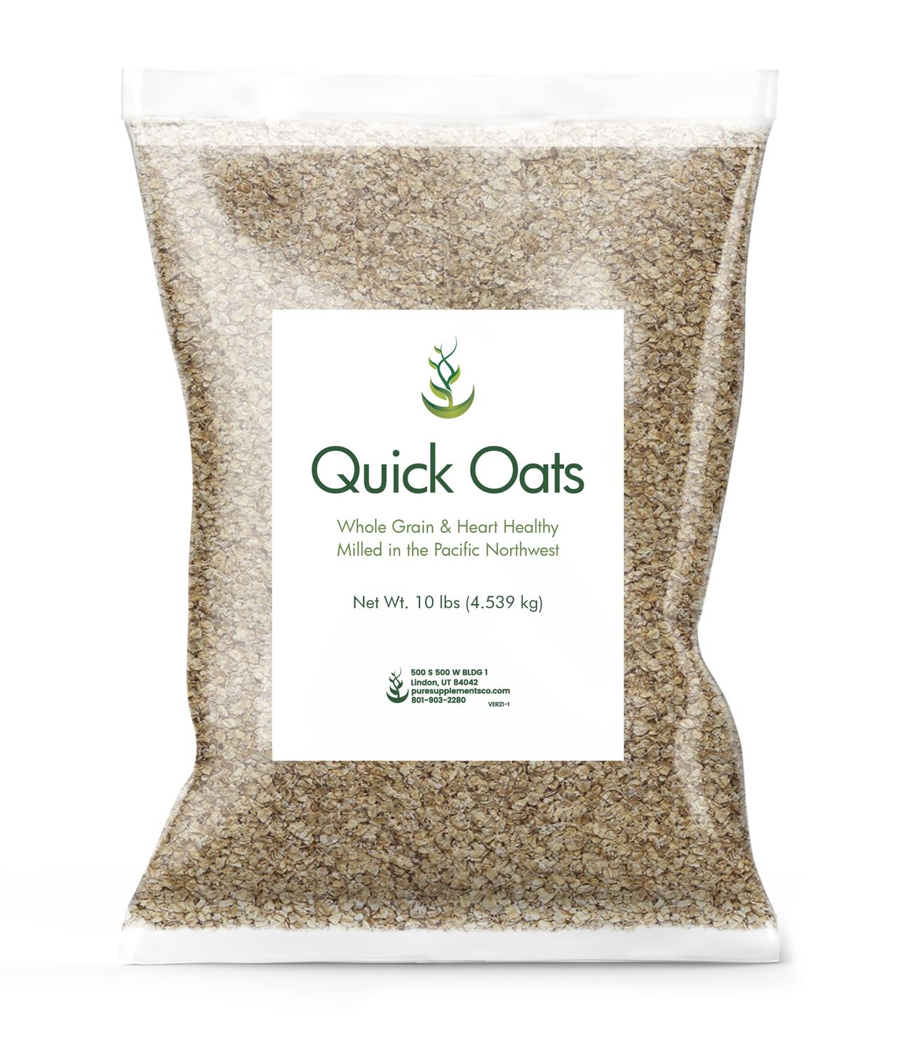 Pure Original Ingredients Quick Oats (10 lb) Breakfast Cereal, Whole Grain, Milled In The Pacific Northwest.