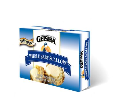 GEISHA Whole Baby Scallops 3.75oz(Pack of 12), Baby Scallops | Zero Trans Fat - Farm Raised - Good Source of Protein