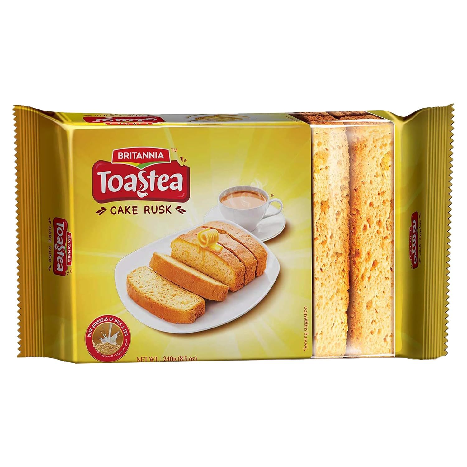 BRITANNIA Premium Cake Rusk 8.46oz (240g) | Pack of 1 | Crispy Tea Snack | Goodness of Milk and Egg | Delicious, Light &amp; Crispy Toasted Bread