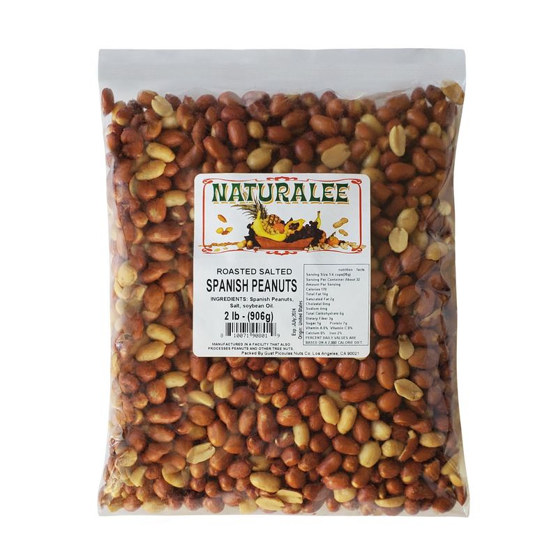 Naturalee Peanuts, With Skin Spanish Peanuts 2 lbs - Roasted &amp; Salted - Heart Health, High Protein