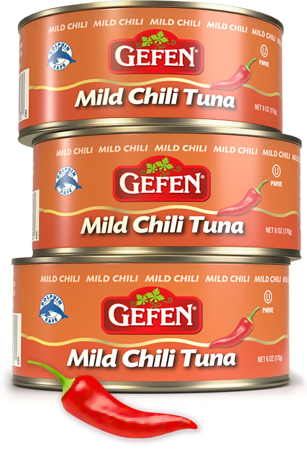Gefen Spicy Chili Tuna 6oz, (Mild) | 3 Pack | Perfect for Sandwiches, Salads, &amp; More | Dolphin Safe