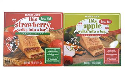 Trader Joe&#39;s Walks Into a Bar Cereal Bar Bundle - 2 Items: (1) 6 Bar Box of Strawberry and (1) 6 Bar Box of Apple (12 Bars Total)