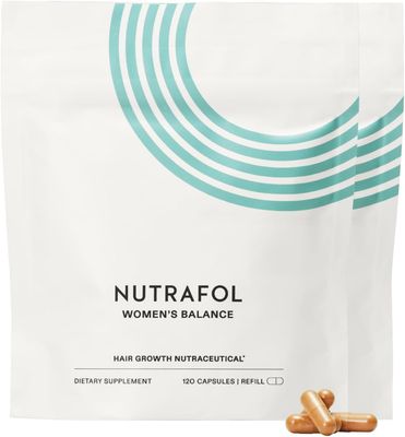 Nutrafol Women&#39;s Balance Hair Growth Supplements, for Ages 45+, Clinically Proven for Visibly Thicker Hair and Scalp Coverage, Dermatologist Recommended - 2 Month Supply, 2 Refill Pouches