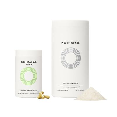 Nutrafol Women&#39;s Hair Growth Supplement and Collagen Peptides Powder, Ages 18-44, Physician-formulated for Visibly Thicker, Stronger Hair, Dermatologist Recommended - 1 Month Supply, 12 oz Bottle