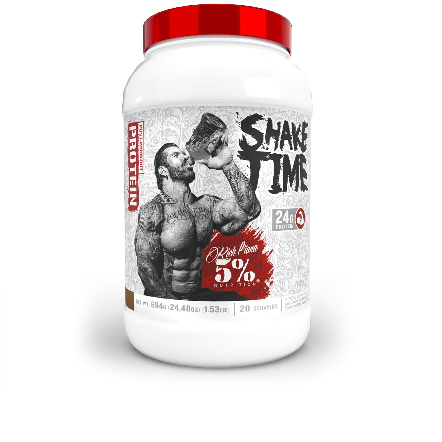 5% Nutrition Rich Piana Shake Time | 24g Animal-Based Protein Drink | Beef, Chicken, Whole Egg | No Sugar, Dairy, or Soy (Chocolate)