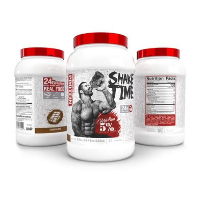 5% Nutrition Rich Piana Shake Time | 24g Animal-Based Protein Drink | Beef, Chicken, Whole Egg | No Sugar, Dairy, or Soy (Chocolate)