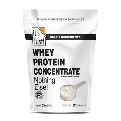 It&#39;s Just! - 100% Whey Protein Concentrate, Made in USA, RBST/rBGH Hormone Free, Premium WPC-80, No Added Flavors or Artificial Sweeteners (1.25 Pound, Unflavored)