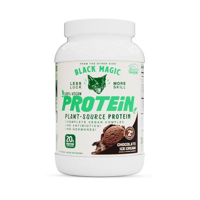 Black Magic Plant-Source 100% Vegan Protein - Keto, Low Sugar, Dairy Free Protein - Pre/Post Workout - Chocolate Ice Cream - 20g Protein - 2 LB