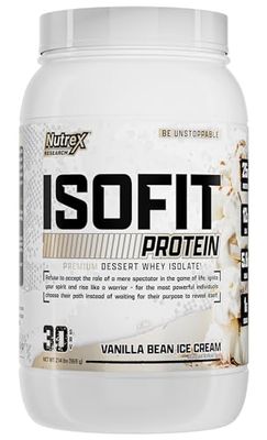 Nutrex Research IsoFit Whey Protein Powder Instantized 100% Whey Protein Isolate (30 Servings (Pack of 1), Vanilla Bean Ice Cream)
