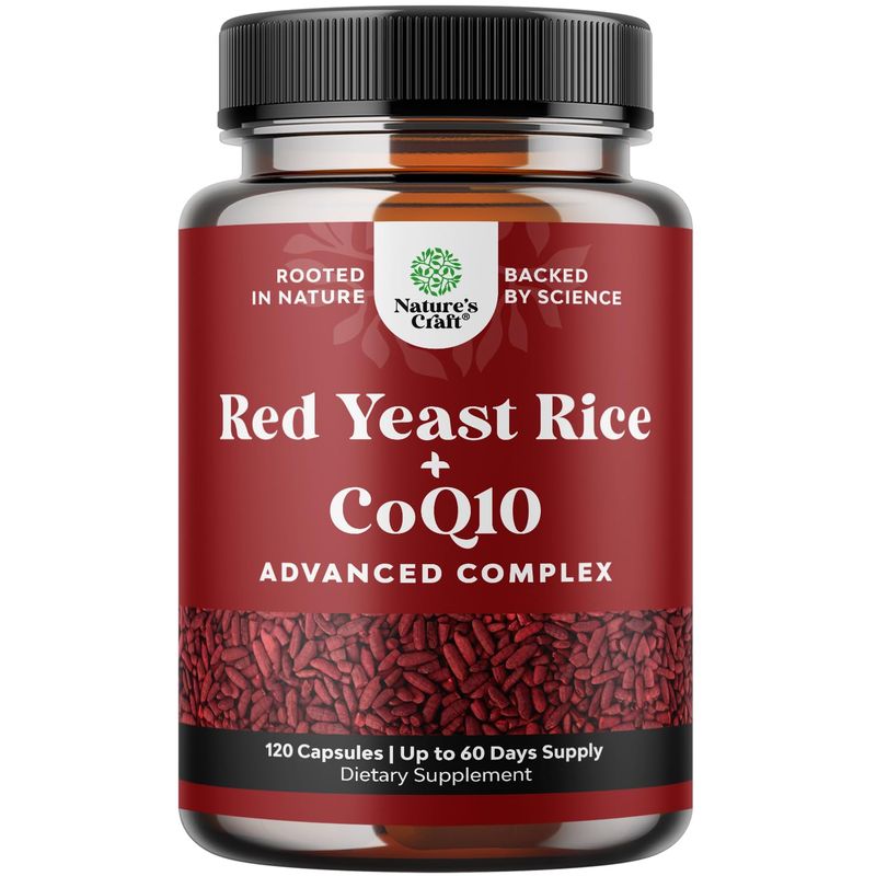 Red Yeast Rice with CoQ10 Supplement - Extra Strength Red Yeast Rice 1200 mg. Capsules with CoQ10 100mg Per Serving - Heart Health Supplement 3rd Party Tested Vegan Non-GMO &amp; Citrinin-Free (2 Months)