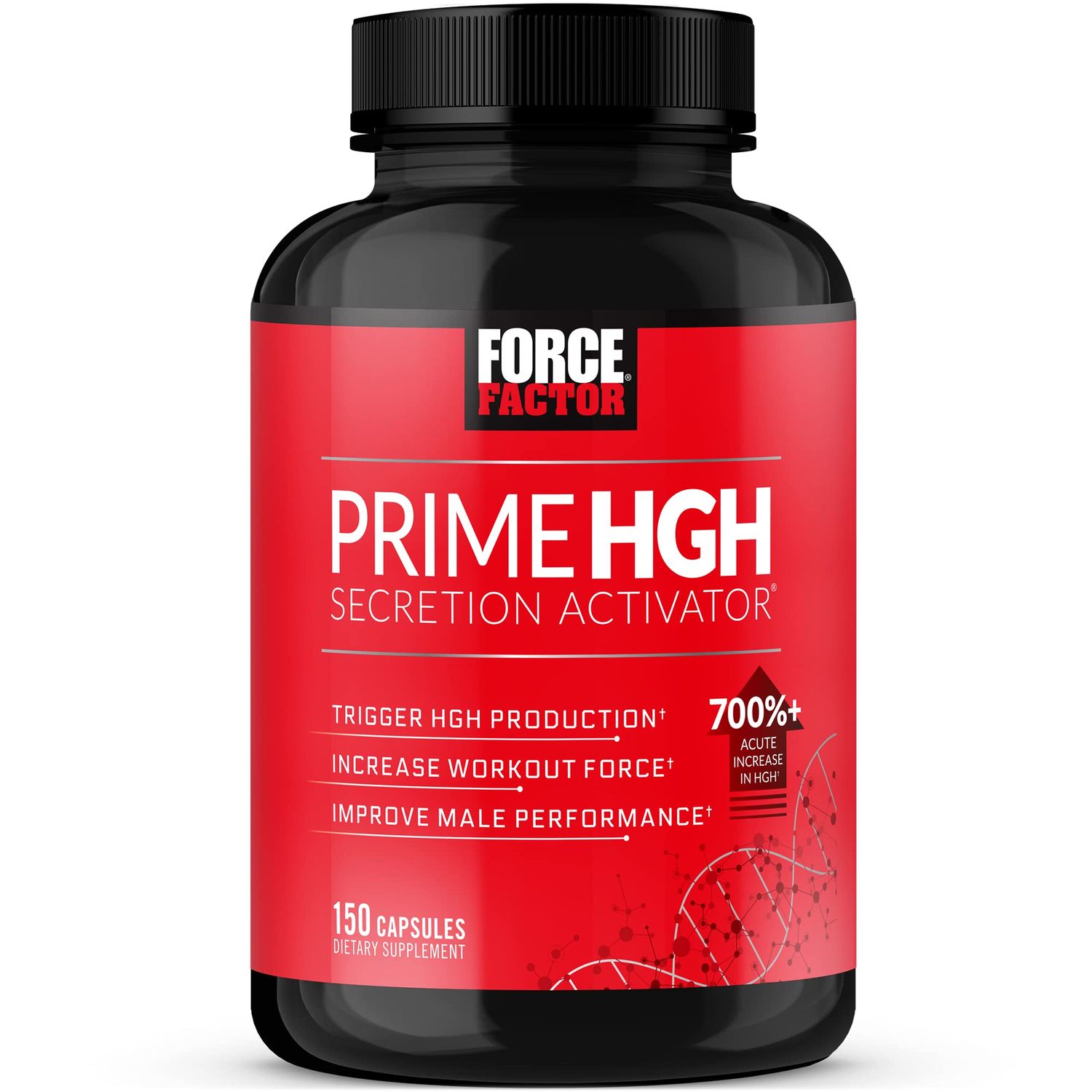 FORCE FACTOR Prime HGH Secretion Activator Supplement for Men with L-Arginine and L-Glutamine to Trigger HGH Production, Boost Workout Force, and Improve Athletic Performance, 150 Capsules