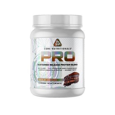 Core Nutritionals Pro Sustained Release Protein Blend, Digestive Enzyme Blend, 25G Protein, 2G Carb, 24 Servings (Death by Chocolate)