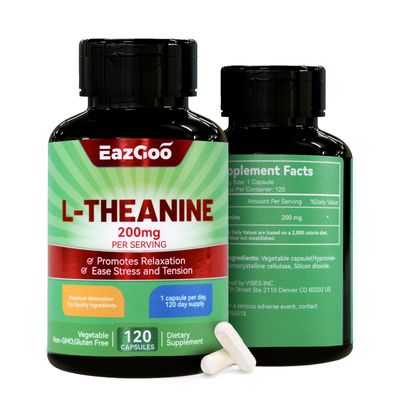 EAZGOO L-Theanine 200mg, Amino Acid Supplement to Support Relaxation, Stress, L Theanine Capsules - Non-GMO, Gluten Free, 240 Veg Capsules