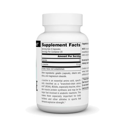 Source Naturals L-Leucine A Free Form Essential Amino Acid Supplement for Energy Support - 60 Capsules
