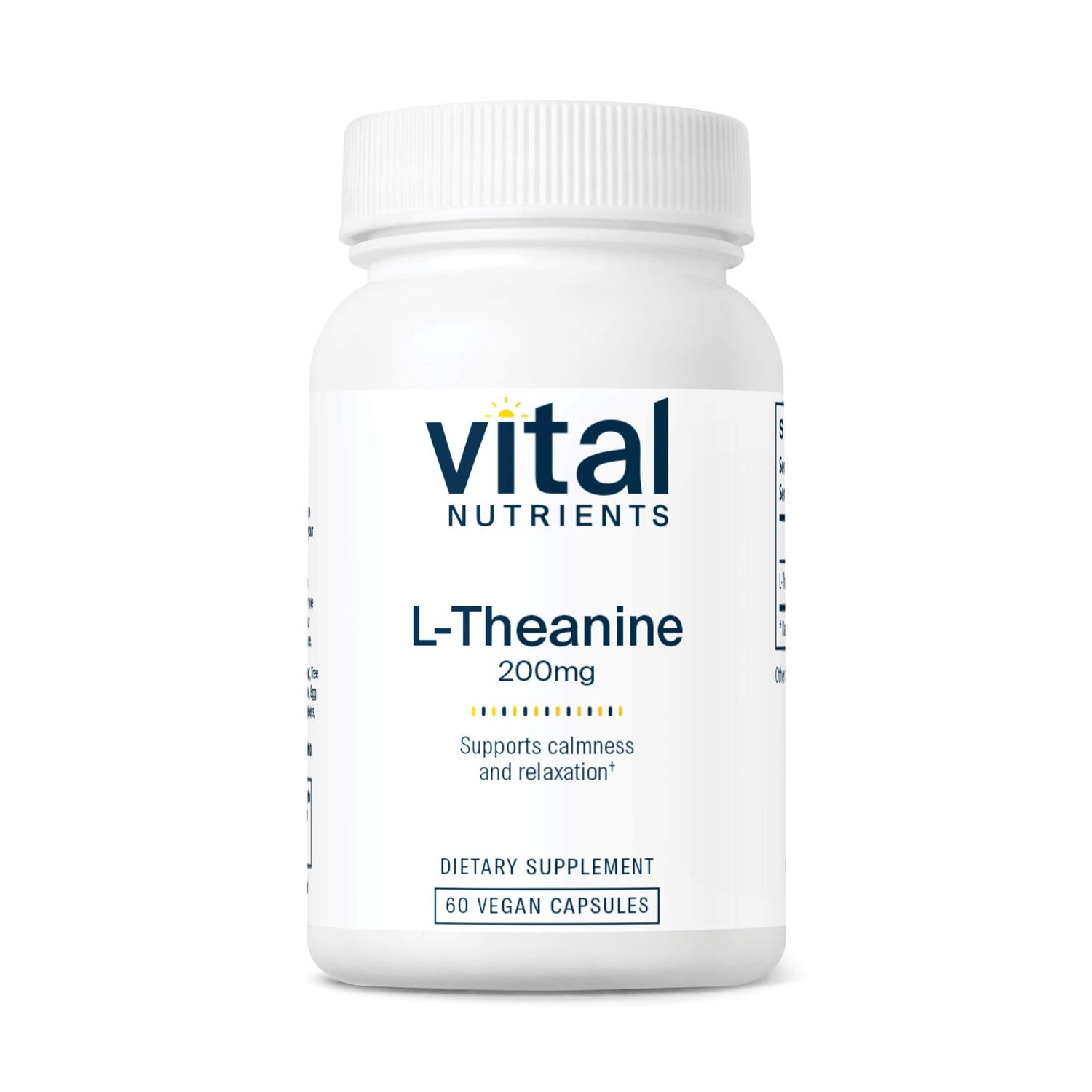 Vital Nutrients L-Theanine 200mg | Vegan Supplement | L Theanine Supplement Supports Normal Stress Levels and Cognitive Function* | Gluten, Dairy and Soy Free | 60 Capsules