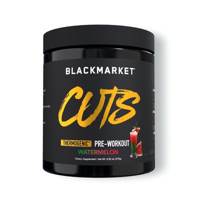 BLACKMARKET CUTS Pre Workout - Flavored Energy Powdered Drink Mix for Men &amp; Women, Great for Muscle Definition, Thermogenic, Creatine Free (Watermelon, 30 Servings)