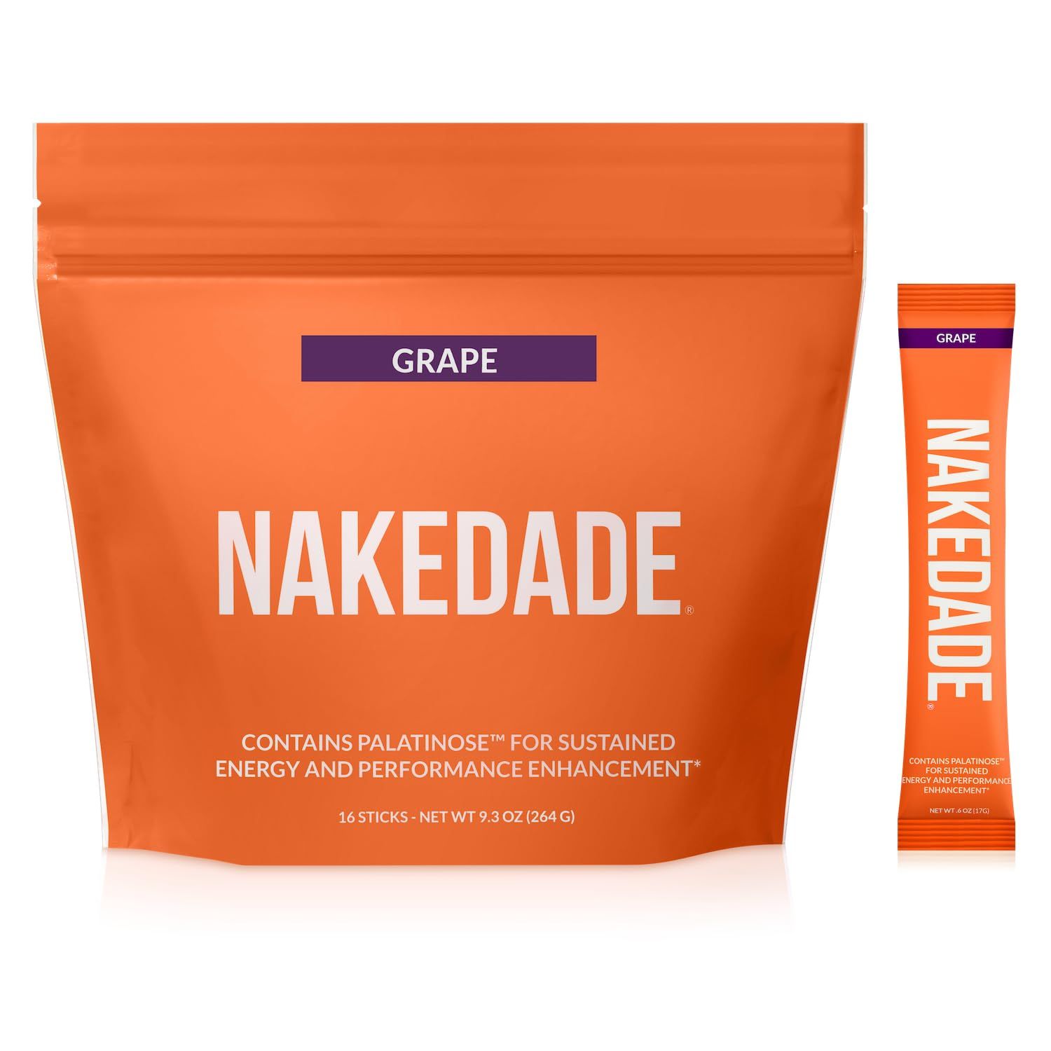 Nakedade - Performance Enhancing Sports Drink Powder - Grape Electrolyte Powder - No GMOs or Artificial Sweeteners, Gluten-Free, Soy-Free, Dairy-Free - 16 Sticks