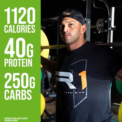 Rule One Proteins, Mass Gainer-Strawberries & Crme, High-Calorie Weight Gain Formula w/ 1,220+ Calories, 250g+ Complex Carb Blend, 40g All-Whey Protein, 8g Fat Per Serving, 6 Pounds, 8 Servings