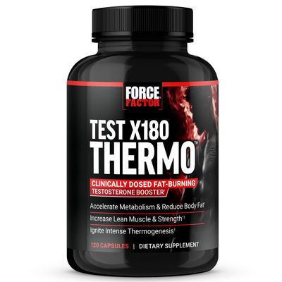 FORCE FACTOR Test X180 Thermo Testosterone Supplement and Fat Burner for Men to Accelerate Metabolism, Reduce Body Fat, Build Lean Muscle, and Increase Thermogenesis, 120 Capsules