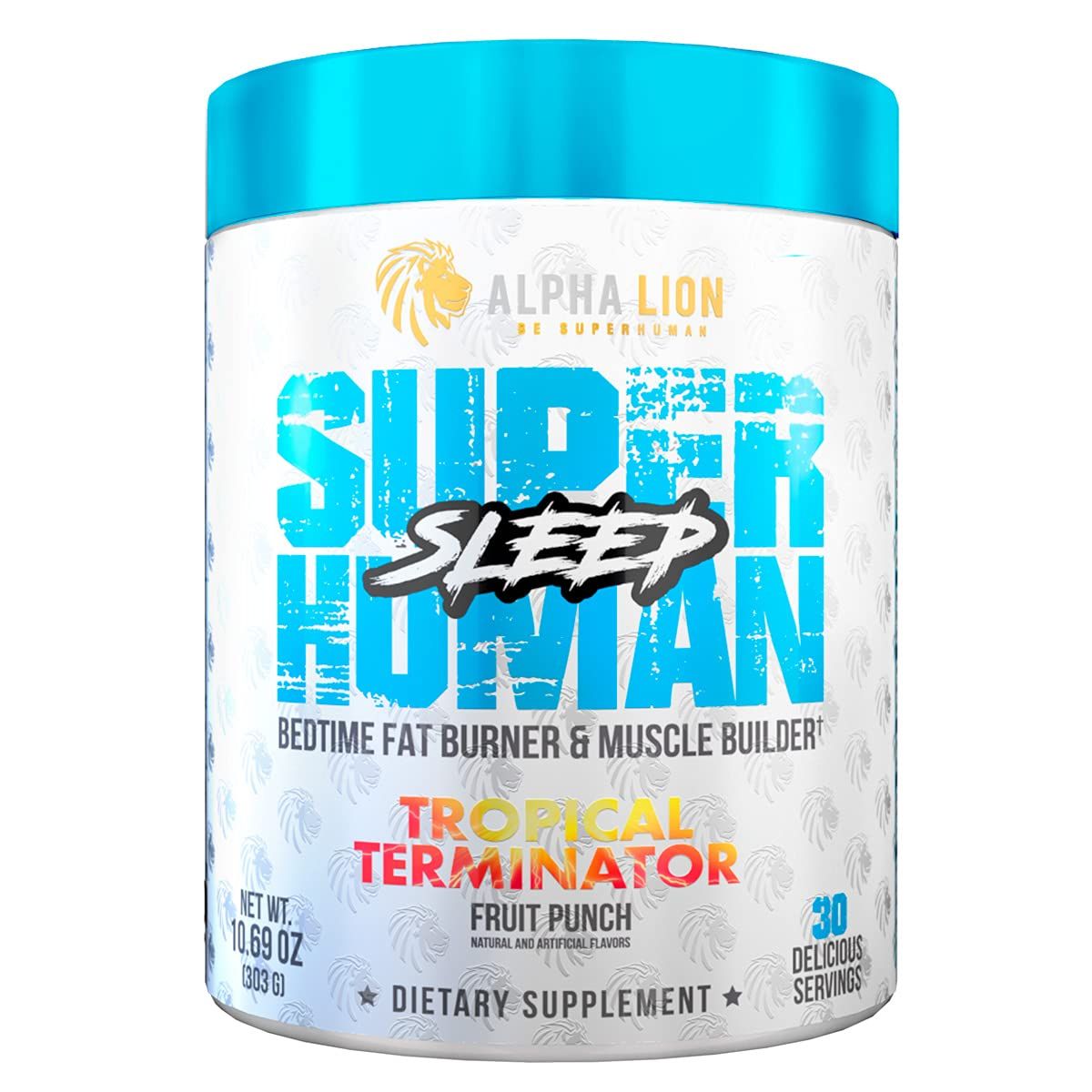 ALPHA LION Superhuman Sleep Supplement, Night Time Aid, Muscle Recovery, Muscle Builder &amp; Gainer, Improves Body Composition (30 Servings, Fruit Punch Flavor)