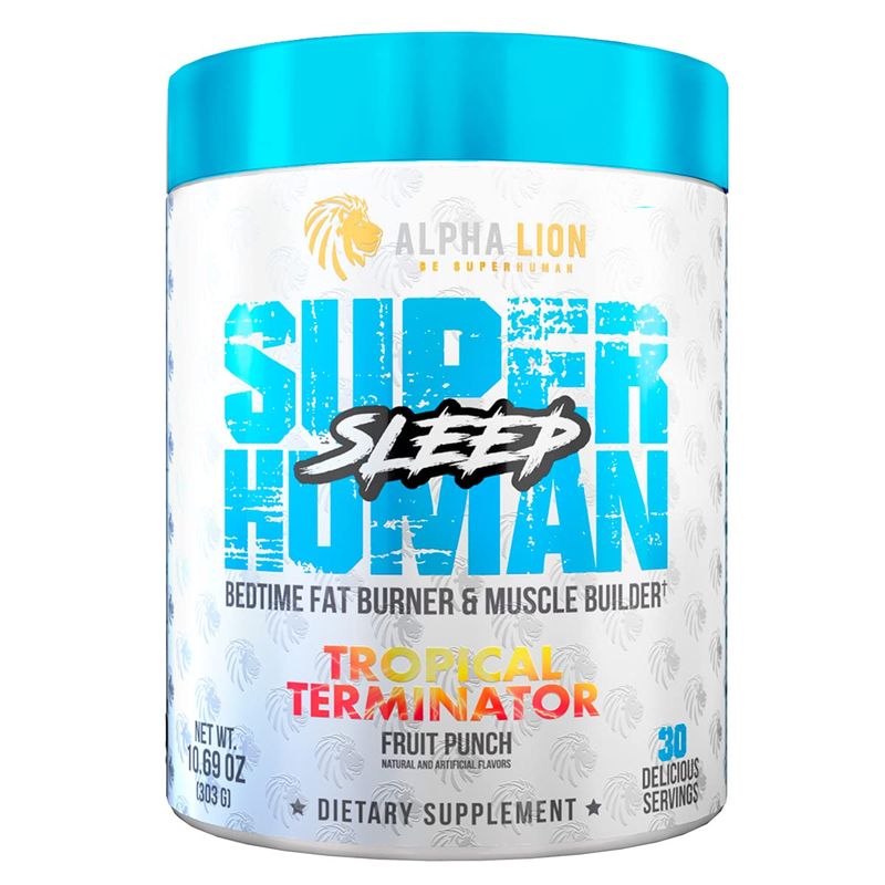 ALPHA LION Superhuman Sleep Supplement, Night Time Aid, Muscle Recovery, Muscle Builder &amp; Gainer, Improves Body Composition (30 Servings, Fruit Punch Flavor)