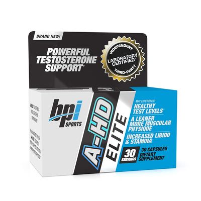 BPI Sports A-HD Elite - Mens Powerful Testosterone Booster - Natural Stamina, Strength, Sexual Support - Increases Metabolism - Fat Burning - Strength - Muscle - 30 Servings - 500mg