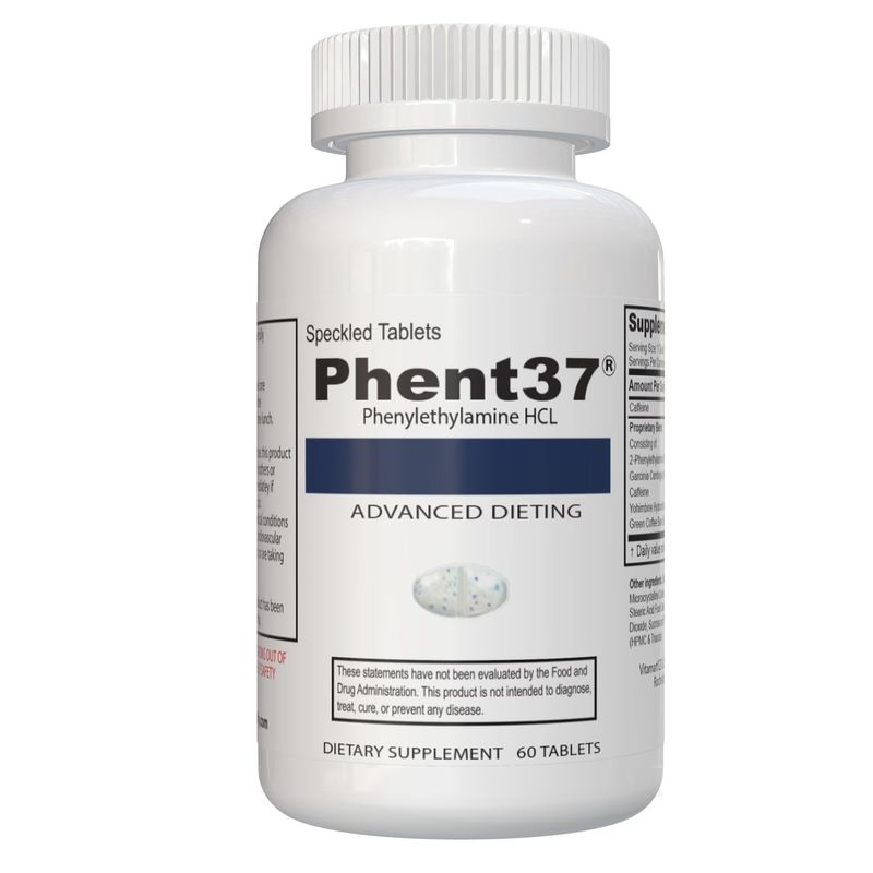 Phent37 (1 Bottle - 60 Tablets) phenylethylamine HCL - Advanced Dieting | Speckled Tablets - Dietary Supplement