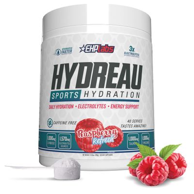 EHP Labs Hydreau Electrolytes Powder No Sugar - Hydration Powder for Endurance &amp; Energy - Electrolyte Powder for Men &amp; Women - Sugar Free Electrolytes - Raspberry Refresh (40 Serves)