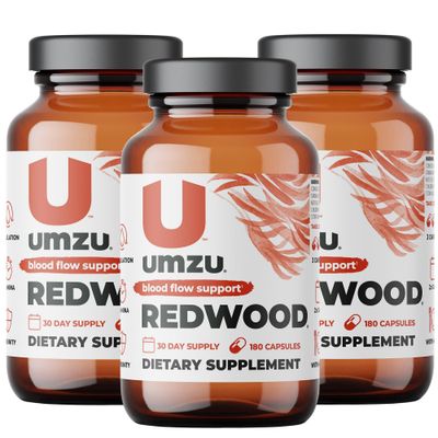 UMZU Redwood Nitric Oxide Booster &amp; Blood Circulation Supplement, 3 Bottles (90 Day Supply | 540 Capsules)