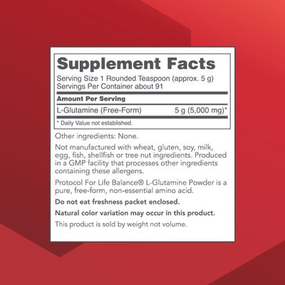 Protocol L-Glutamine - Pure Powder - Muscle Tissue, Gut Health, and Immune Support - 1 Pound