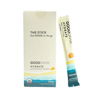 GOODONYA Organic Hydration - Electrolyte Powder Packets | Lemon, Coconut Water, Magnesium, Himalayan Pink Salt | Only 1g Sugar, No Artificial Flavors | USDA Organic &amp; Plant-Based | 12 Stick Packs