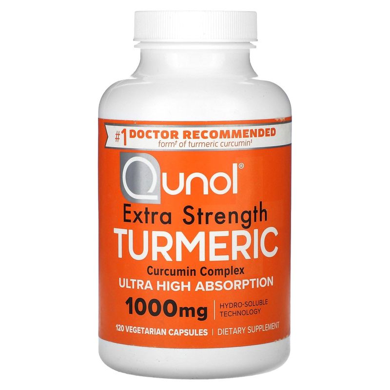 Qunol Turmeric Curcumin Supplement, Turmeric 1000mg With Ultra High Absorption, Joint Support Supplement, Extra Strength Turmeric Capsules, 2 Month Supply, 120 Count (Pack of 1)