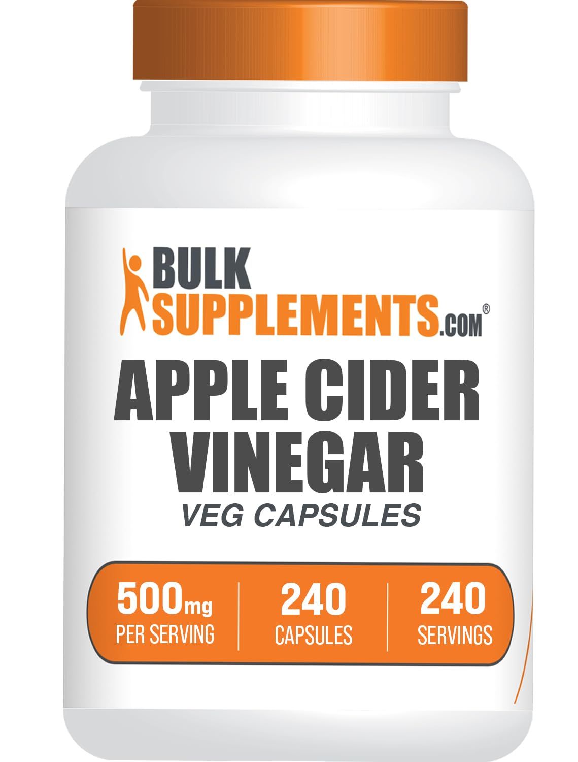 BULKSUPPLEMENTS.COM Apple Cider Vinegar Capsules - ACV Pills for Digestive &amp; Heart Support, Soy Free - 1 Capsule (500mg) per Serving, 240 Veg Capsules (Pack of 1)