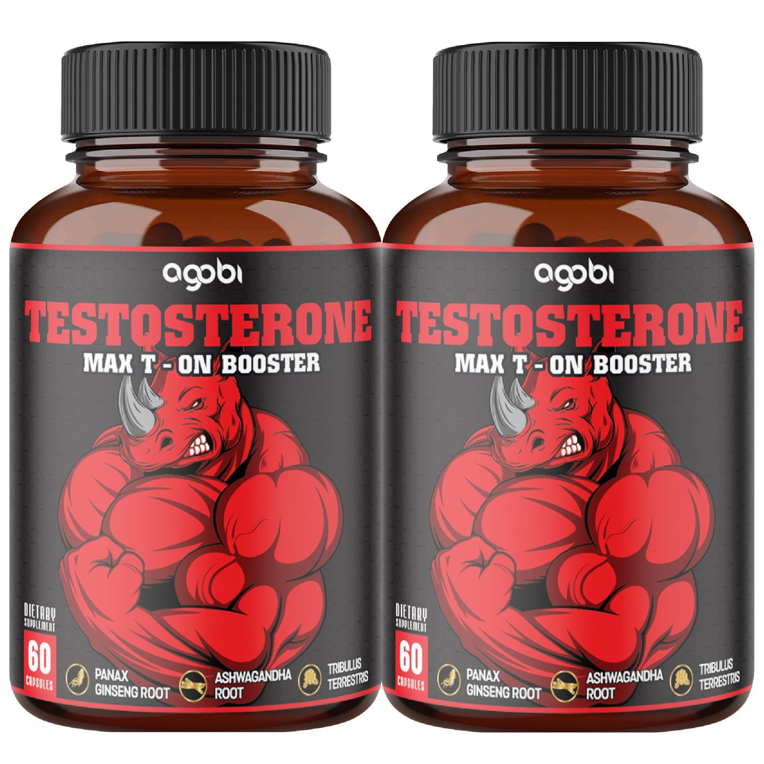 2 Packs 60 Capsules - Testosterone Booster for Men, Muscle Build, Energy &amp; Endurance Support - 11 Herbs Combined with Ginseng, Ashwagandha, Tribulus &amp; More