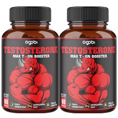 2 Packs 60 Capsules - Testosterone Booster for Men, Muscle Build, Energy &amp; Endurance Support - 11 Herbs Combined with Ginseng, Ashwagandha, Tribulus &amp; More