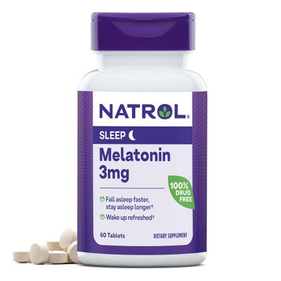 Natrol Melatonin 3 mg, Dietary Supplement for Restful Sleep, Sleep Supplements for Adults, 60 Melatonin Tablets, 60 Day Supply