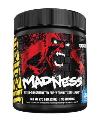 Mutant Madness | Pre Workout Powder Supplement Performance and Pump Blend Includes L-Citrulline, Beta-Alanine, Taurine, L-Tyrosine | 30 Serving | Blue Raspberry