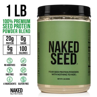 Naked Seed - 4 Seed Protein Powder, Only 4 Ingredients - Chia, Watermelon, Sunflower and Pumpkin Seed - Gluten-Free, Soy Free, Vegan, No Gmos, No Artificial Sweeteners - 15 Servings