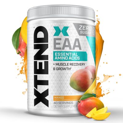 Scivation XTEND EAA + BCAA Powder | Muscle Recovery &amp; Lean Muscle Growth | 9 Essential Amino Acids for Intra Workout or Post Workout Recovery | 10g EAAs Per 2 Servings | Mango 40 Servings