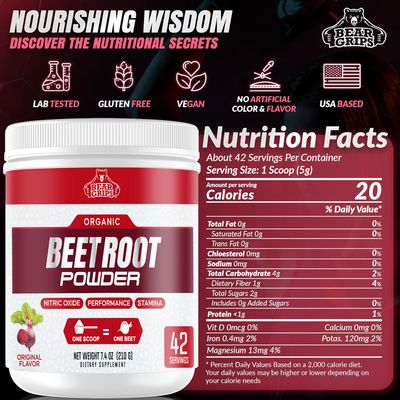 Organic Beet Root Powder - Nitric Oxide Supplement Super Food Beets Supplements, Beet Powder Organic High Blood Pressure Supplements, Beets for High Blood Pressure Support &amp; Heart Health Support