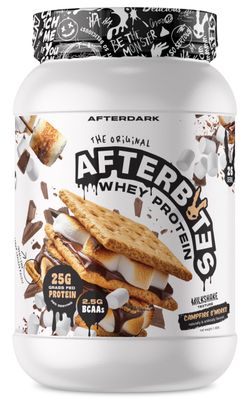 AFTERDARK AfterBites Whey Protein Powder, 25g Protein, 4.5g BCAAs, Easy Dissolving, No Artificial Colors or Fillers, Isolate Protein, USA Made, 26 Servings, Campfire Smores