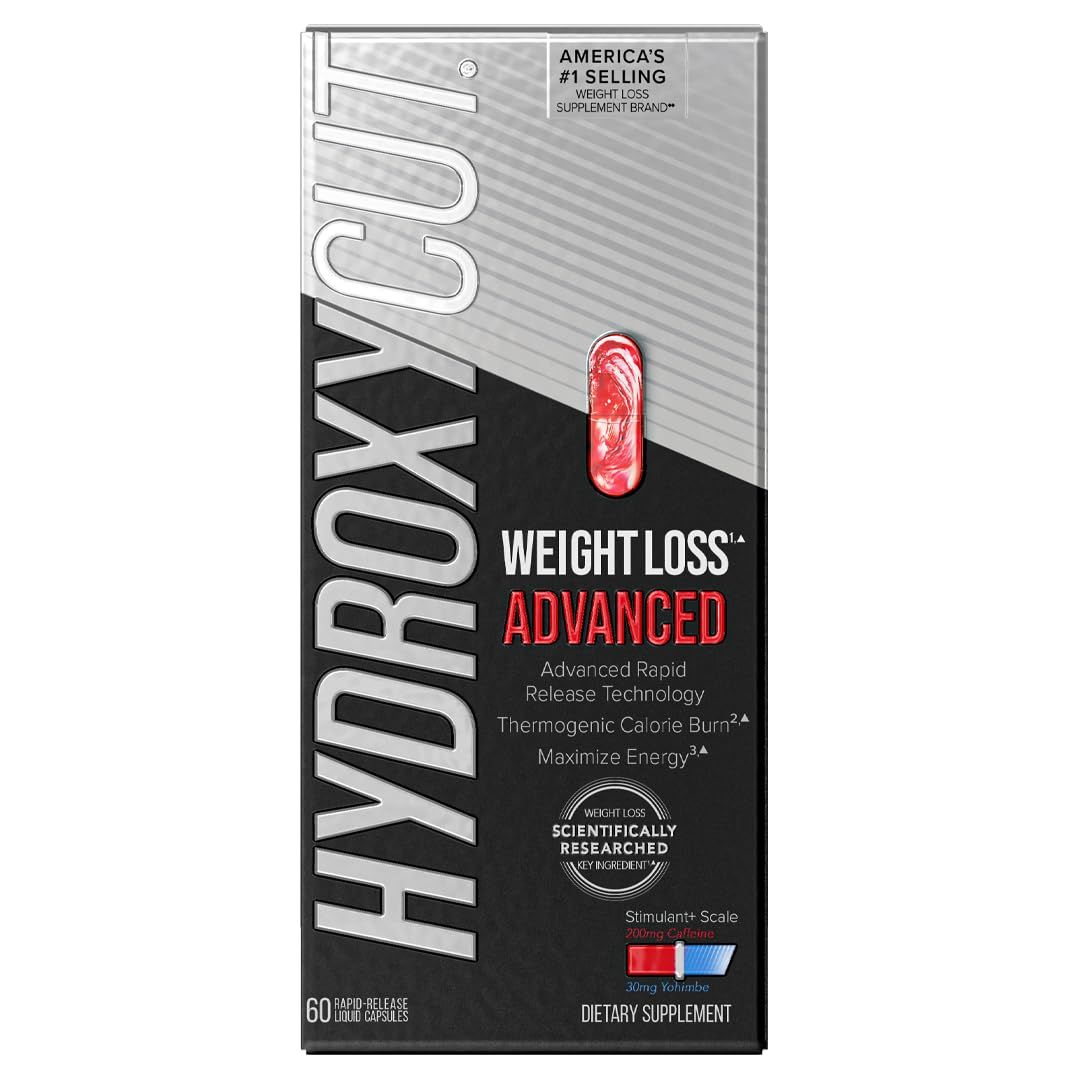 Hydroxycut Advanced - 60 Rapid-Release Liquid Capsules - Thermogenic Calorie Burn, Maximize Energy - for Women &amp; Men